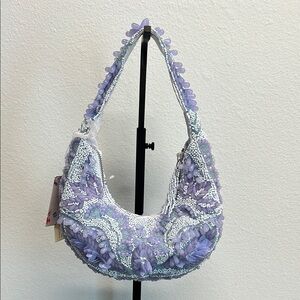 Purple Hobo Bag with Floral Paisley Print